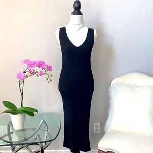 Michael Kors Black V-neck Midi Dress